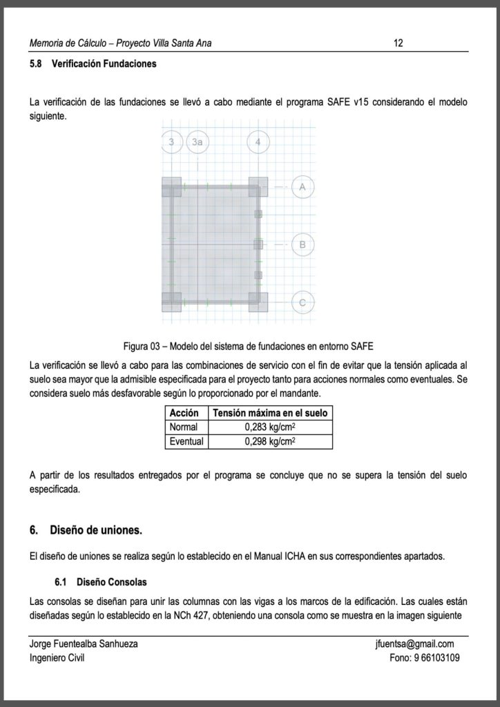 Ejemplo de memoria de calculo en Chile: Proyecto Santa Ana del Minvu