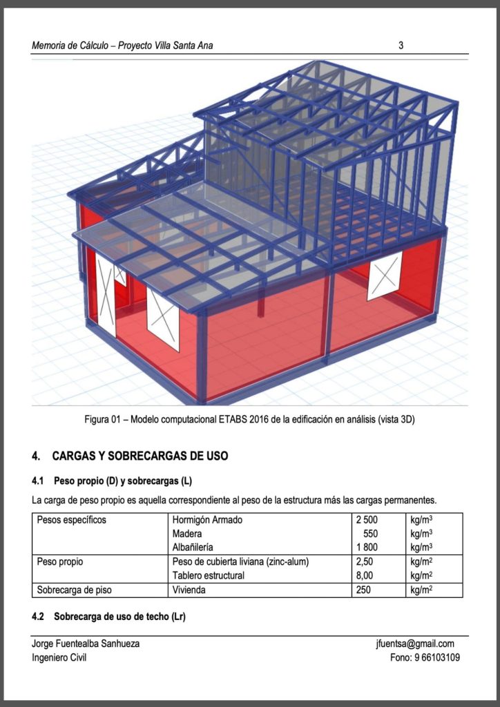 Ejemplo de memoria de calculo en Chile: Proyecto Santa Ana del Minvu